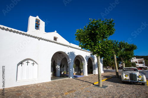 Ibiza Sant Carles de Peralta white church in Balearic photo
