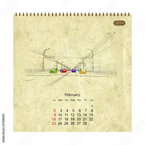 Calendar 2014, december. Streets of the city, sketch