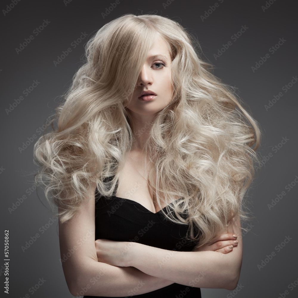 Beautiful Blond Woman. Curly Long Hair Beautiful Blond Woman. Curly Long Hair