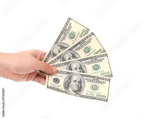 Hand holding american Dollar-bills.