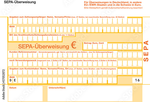 SEPA Euro Überweisungsformular