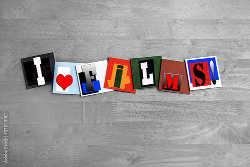 Canvas Print I Love Films sign - art design