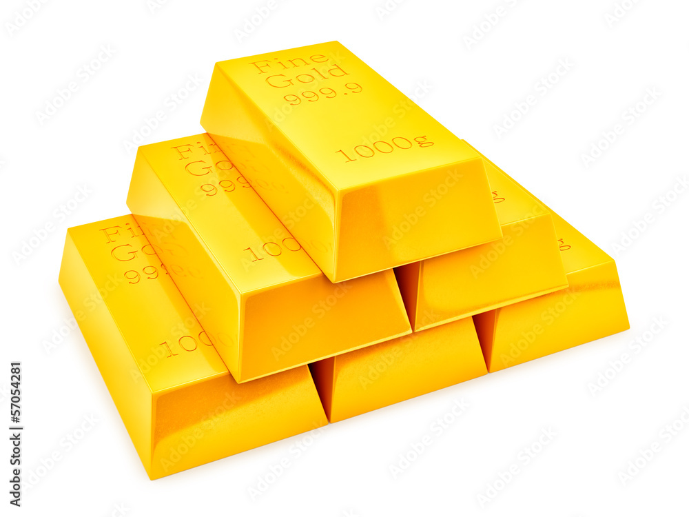 render of gold bars, isolated on white render of gold bars, isolated on white