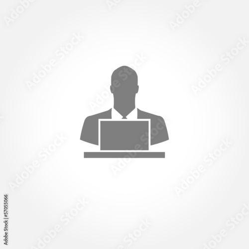 Businessman with computer - vector icon