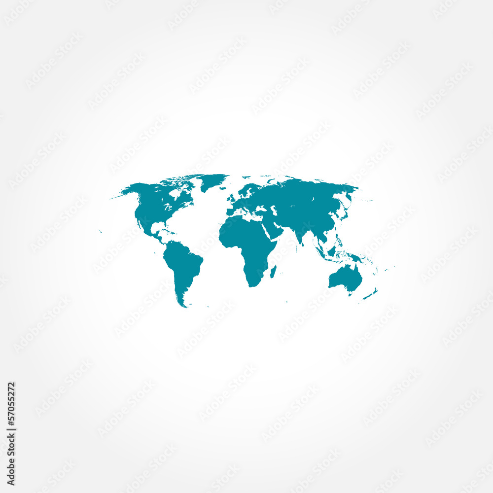 Blue detailed world map icon