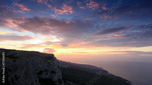 Timelapse sunrise in the mountains Merdven-Kayasy. Crimea, Ukrai photo