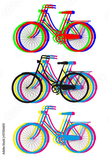 colorful bicycle silhouettes, vector set