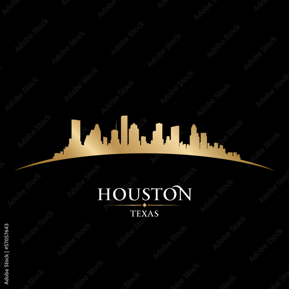 Houston Texas city skyline silhouette black background