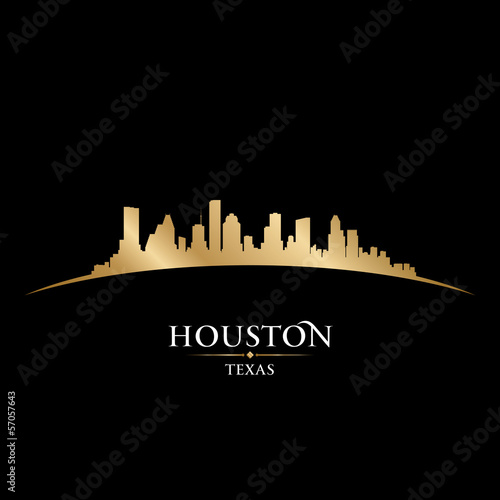 Houston Texas city skyline silhouette black background