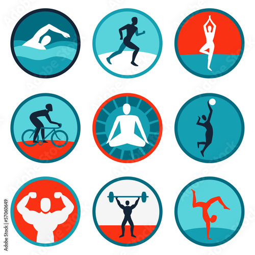 Vector fitness icons and signs