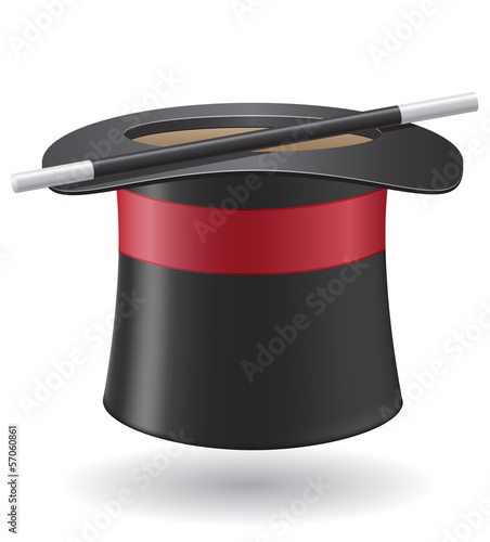 magic wand and cylinder hat vector illustration