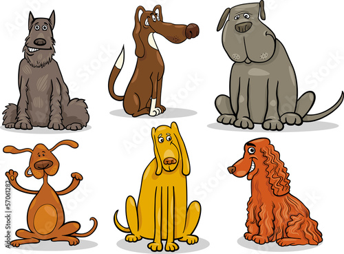 funny dogs set cartoon illustration