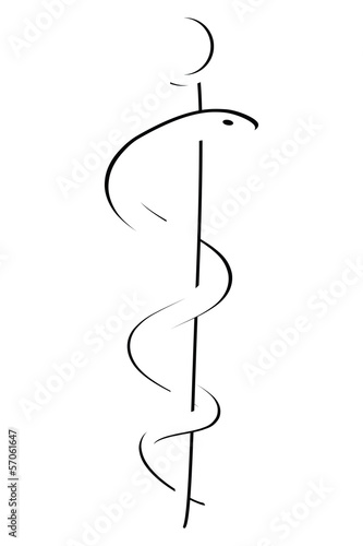 Medical symbol caduceus snake with stick
