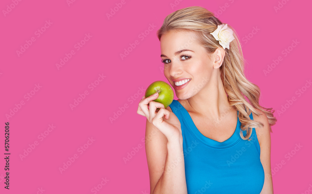 Beautiful healthy young woman with an apple Beautiful healthy young woman with an apple