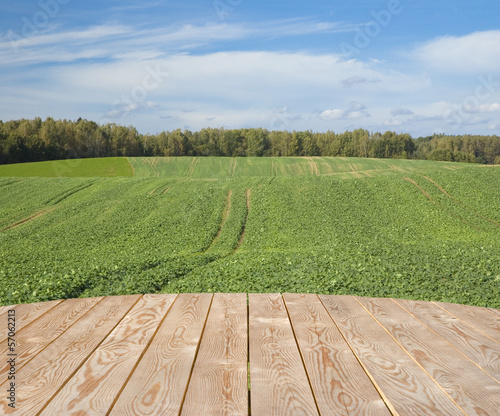 Empty wooden table in the c...