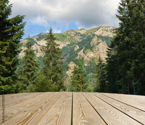 Tabletop with mountain view