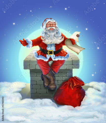 Santa Claus sitting on the roof