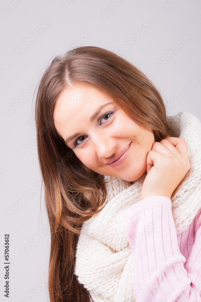 Portrait of gorgeous looking model with warm smile Portrait of gorgeous looking model with warm smile