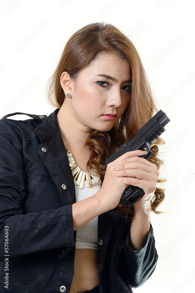 Pretty girl with a gun