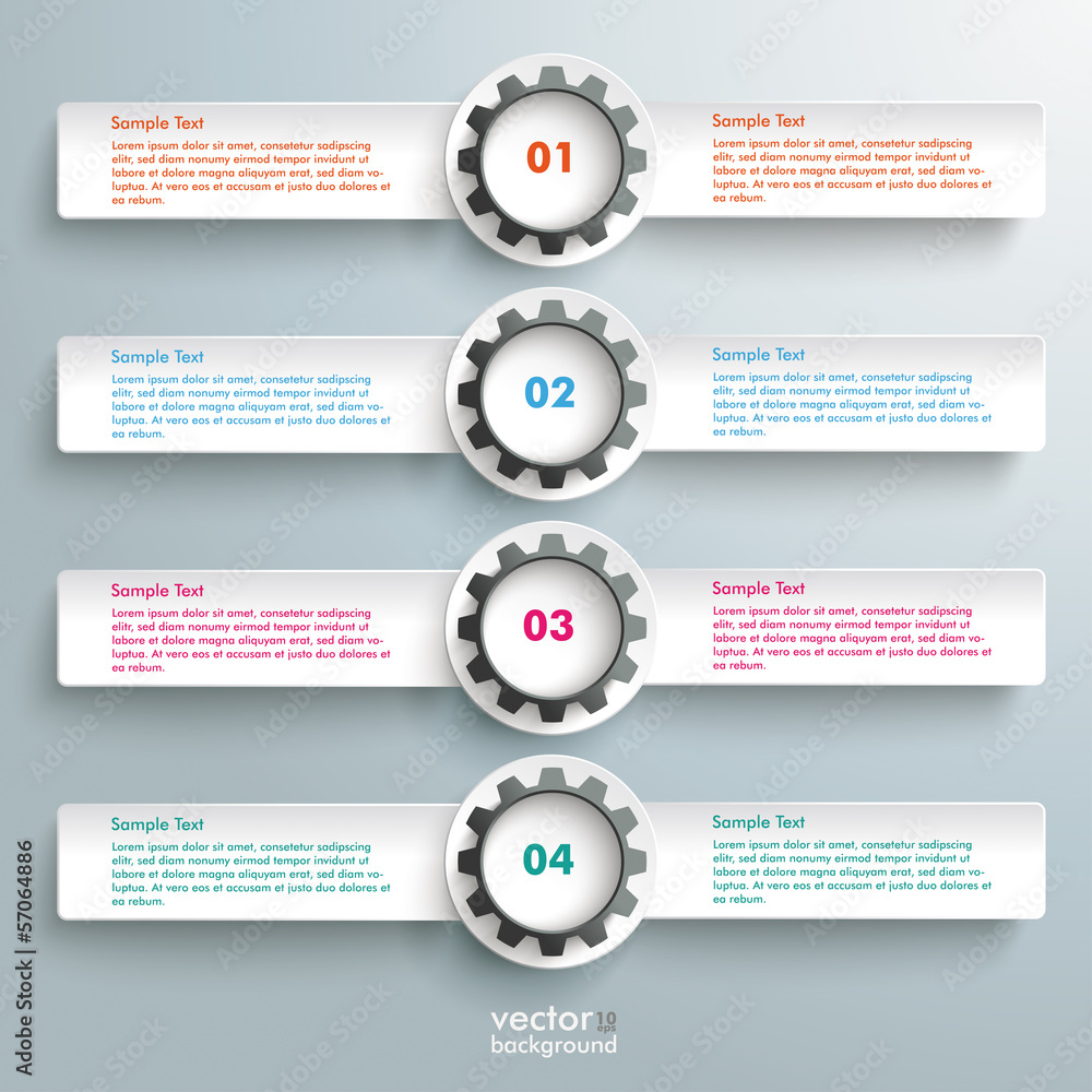 Three White Banners Black Gears Infographic 4 Options Three White Banners Black Gears Infographic 4 Options