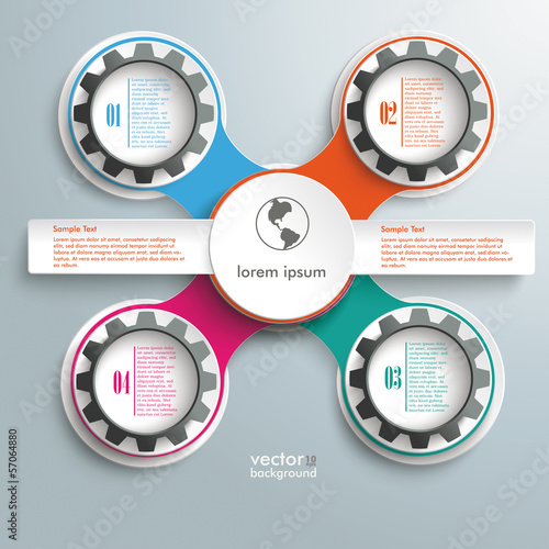 Circle And Black Gears Chain Colored Cross Rectangles Infographi