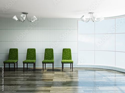 The hall with green chairs