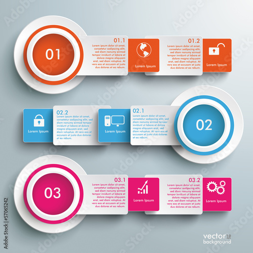 Three White Banners Batched Rectangles Infographic