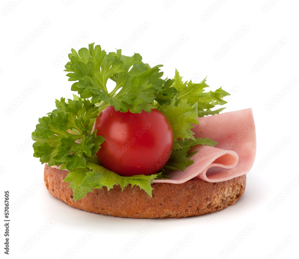 healthy sandwich with vegetable and smoked ham