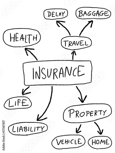 Insurance types mind map vector