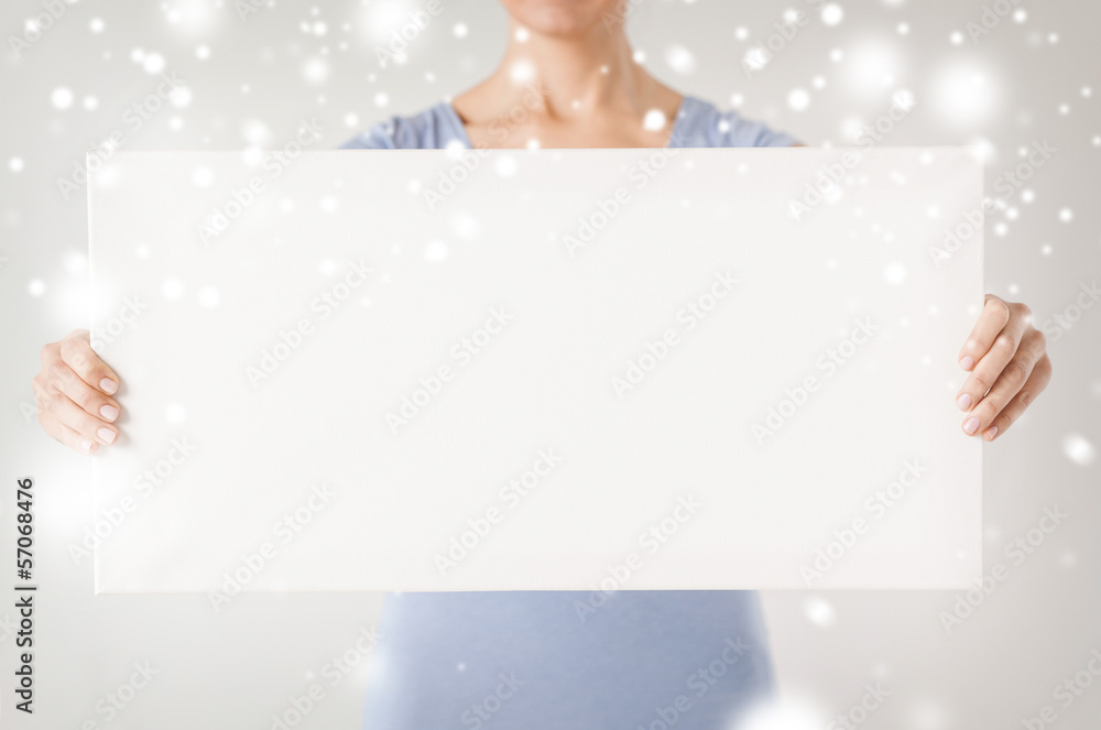 woman with blank white board woman with blank white board