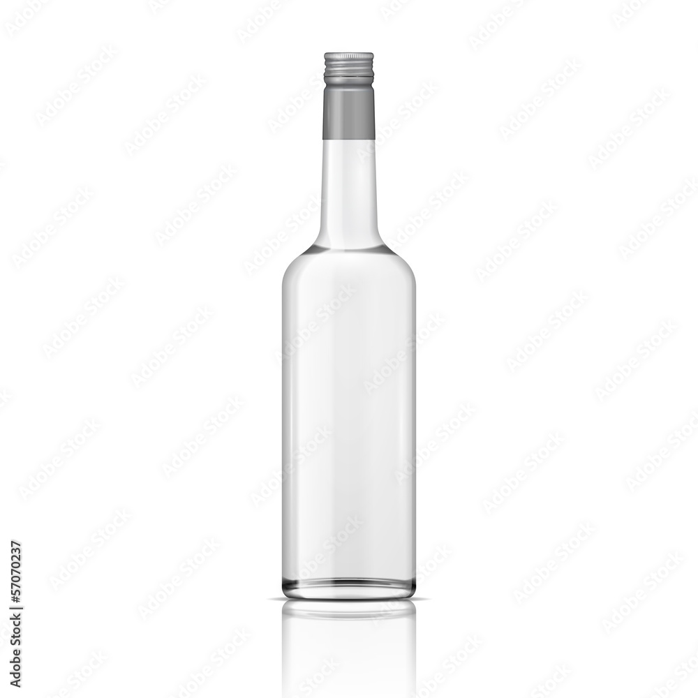 Glass vodka bottle with screw cap. - obrazy, fototapety, plakaty 
