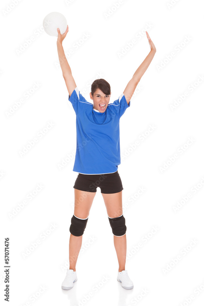Young Woman With Volleyball