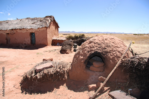 Traditional clay house with a outdoor oven in Bolivia