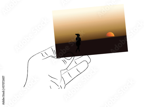 beach card vector woman