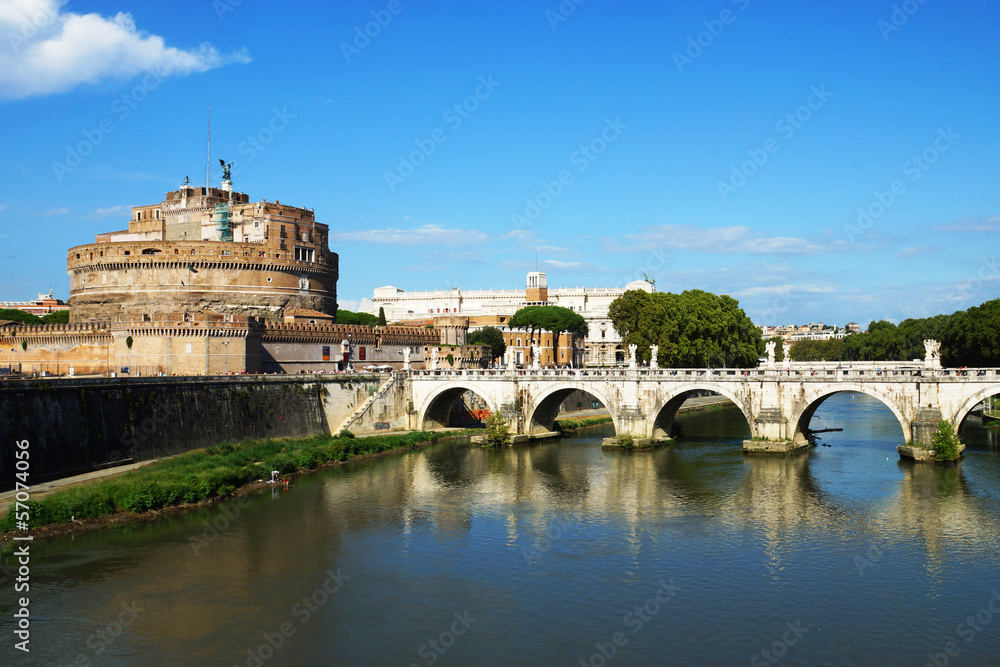 Castle Sant'Angelo and bridge on the Tiber River, Rome, Italy