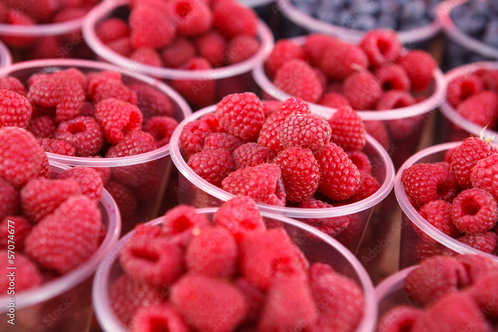 Gathered raspberries Gathered raspberries