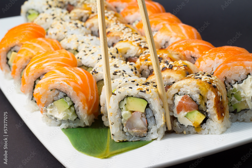Philadelphia canada and california sushi rolls Philadelphia canada and california sushi rolls