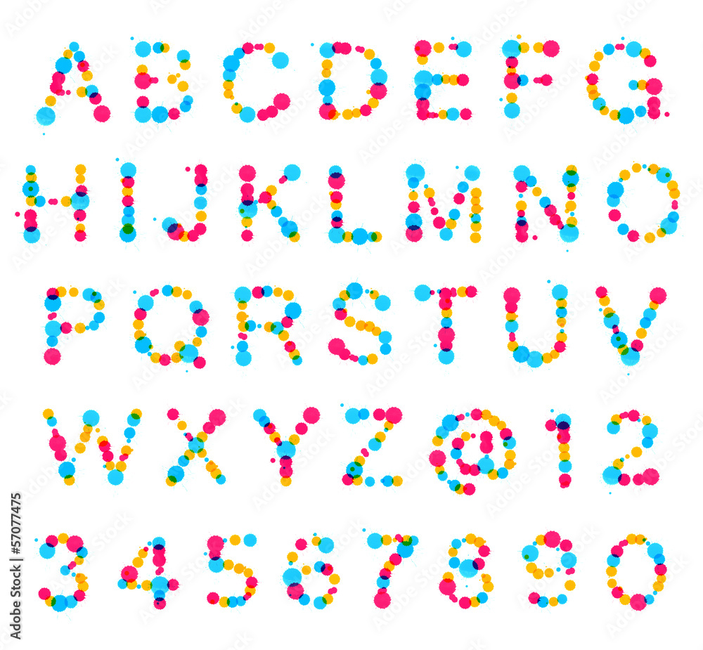 ABC alphabet made of blot spots ABC alphabet made of blot spots