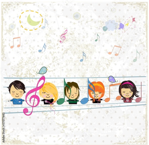 Music background with happy children