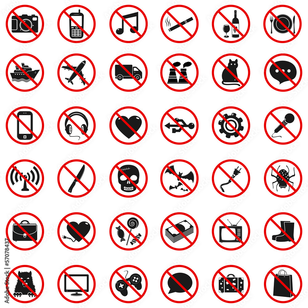 various forbidden signs various forbidden signs
