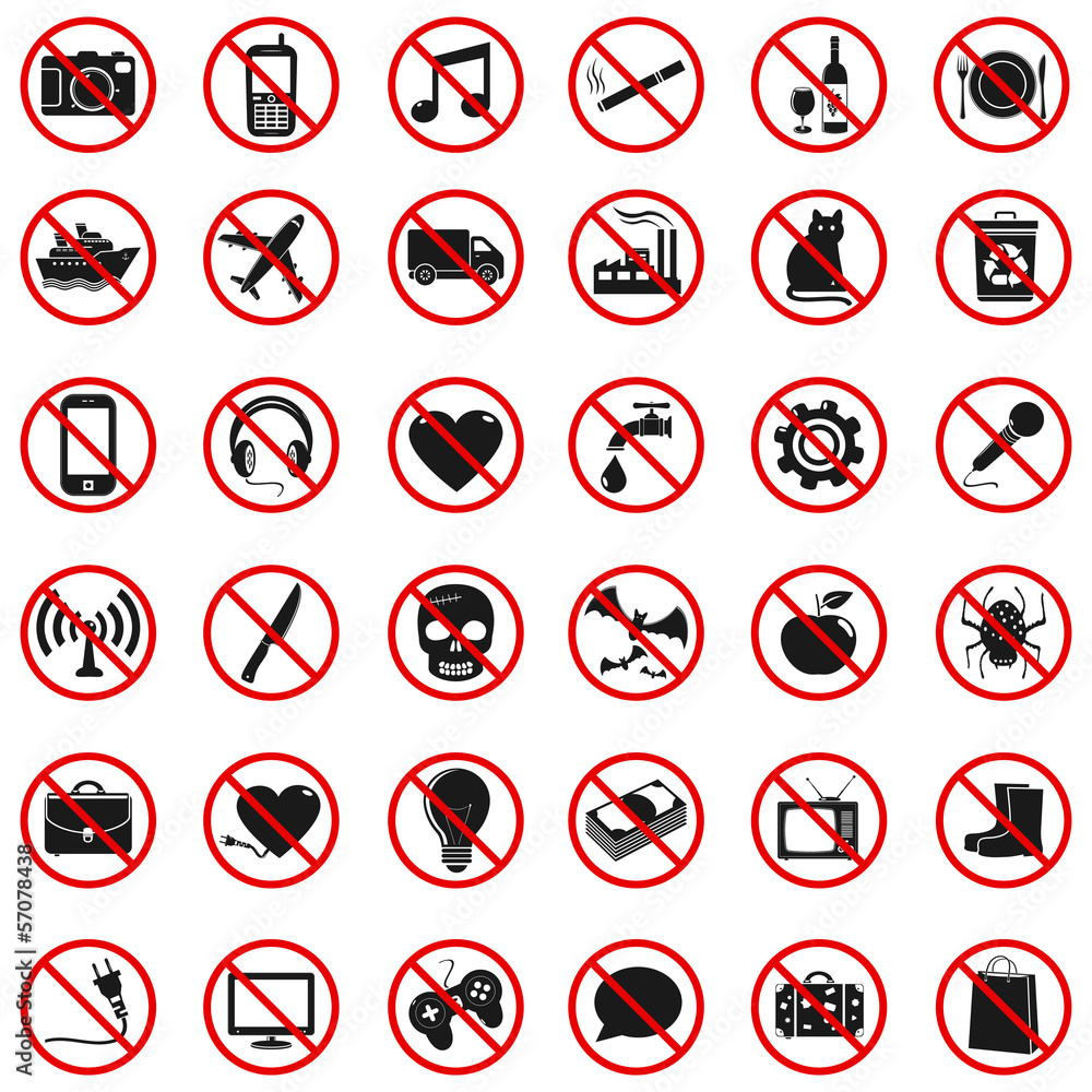 Set Prohibited Signs Set Prohibited Signs