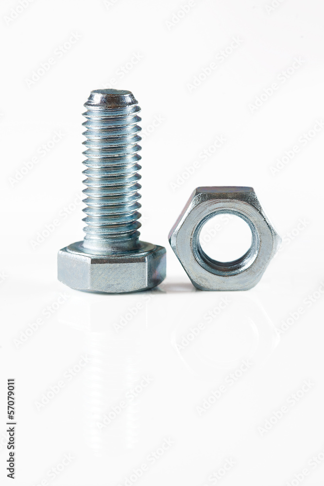 Metal screw on white Metal screw on white