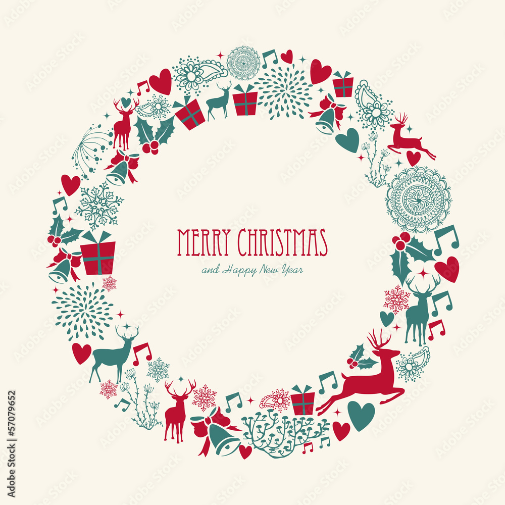 Merry Christmas elements decoration circle shape. Merry Christmas elements decoration circle shape.