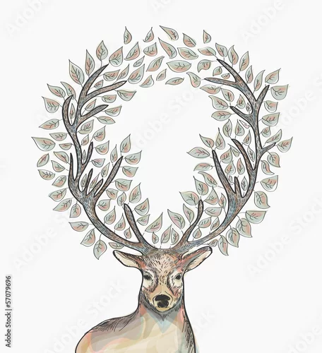 Naklejka na ścianę Bożenarodzeniowy reniferowy okrąg opuszcza składu EPS10 kartotekę.