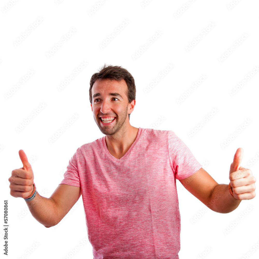 Young man doing a double ok sign Young man doing a double ok sign