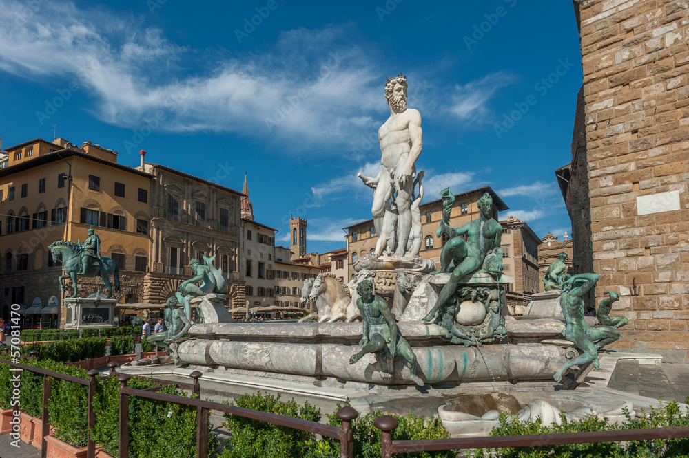 Fountain of Neptune on Piazza della Signoria in Florence.