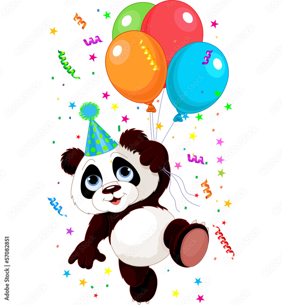 Fototapeta premium Panda and Balloons