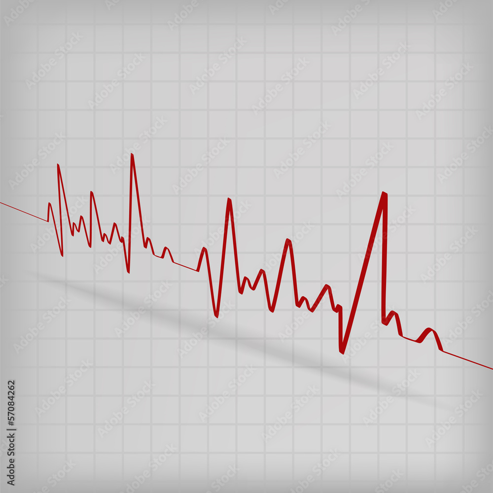 Red Heart Beats Cardiogram on White background Red Heart Beats Cardiogram on White background