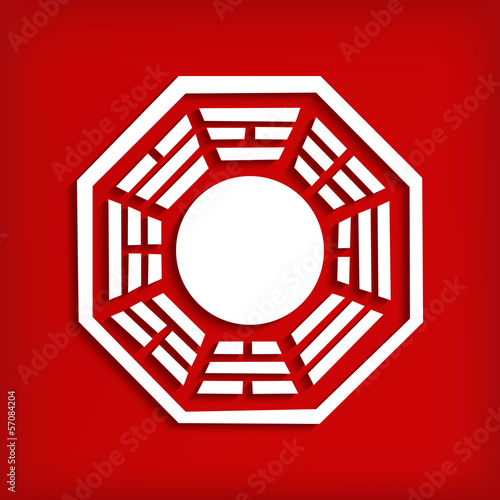 Chinese Bagua symbol on red