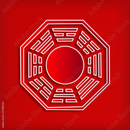 Chinese Bagua symbol on red